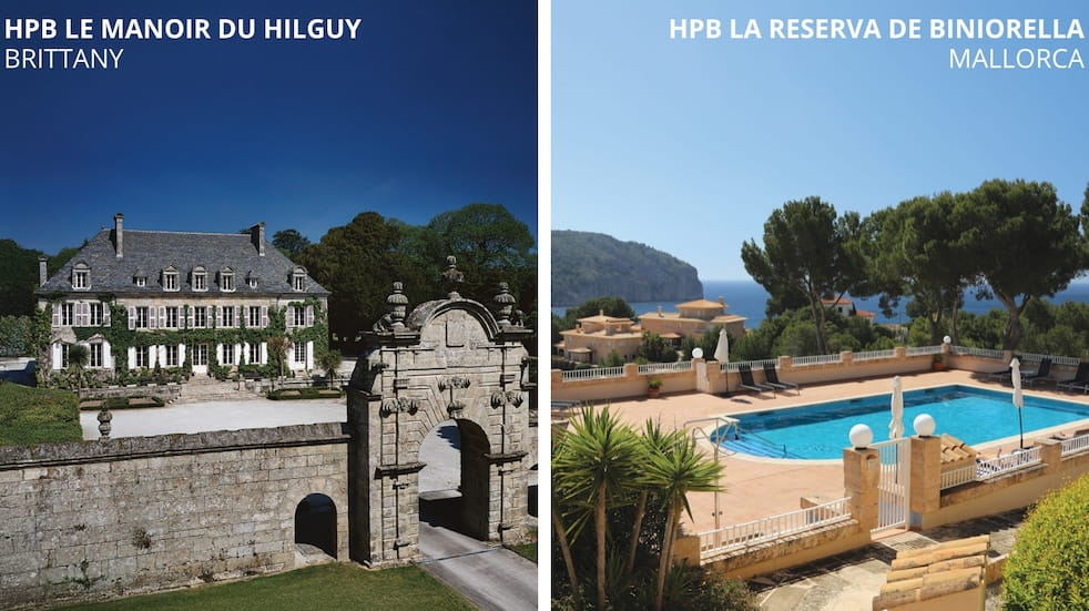 Composition of Le Manoir du Hilguy in Brittany and La Reserva de Biniorella in Mallorca